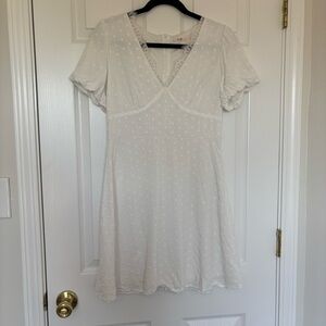Francescas White Swiss Dot Mini Dress Size Medium